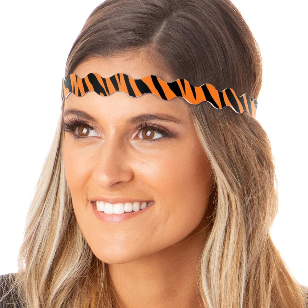 Hipsy Bengal Tiger Orange Black Adjustable No Slip Wave Headband